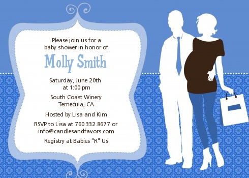  Silhouette Couple | It's a Boy - Baby Shower Invitations Dark Blue